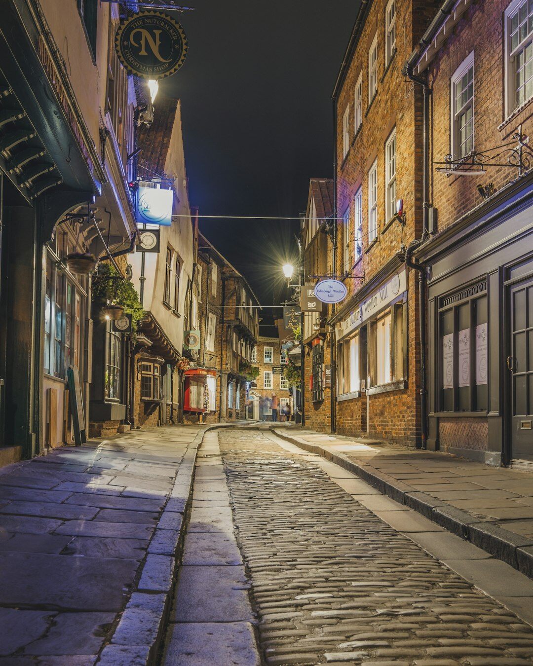 old city streets at night