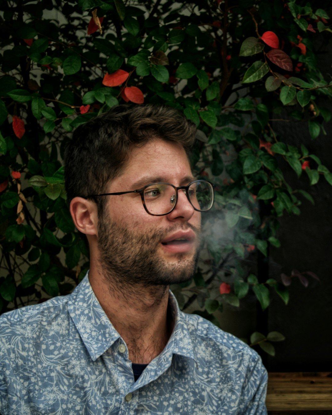 Portrait of a middle-aged Croatian male writer wearing glasses and a wool cardigan